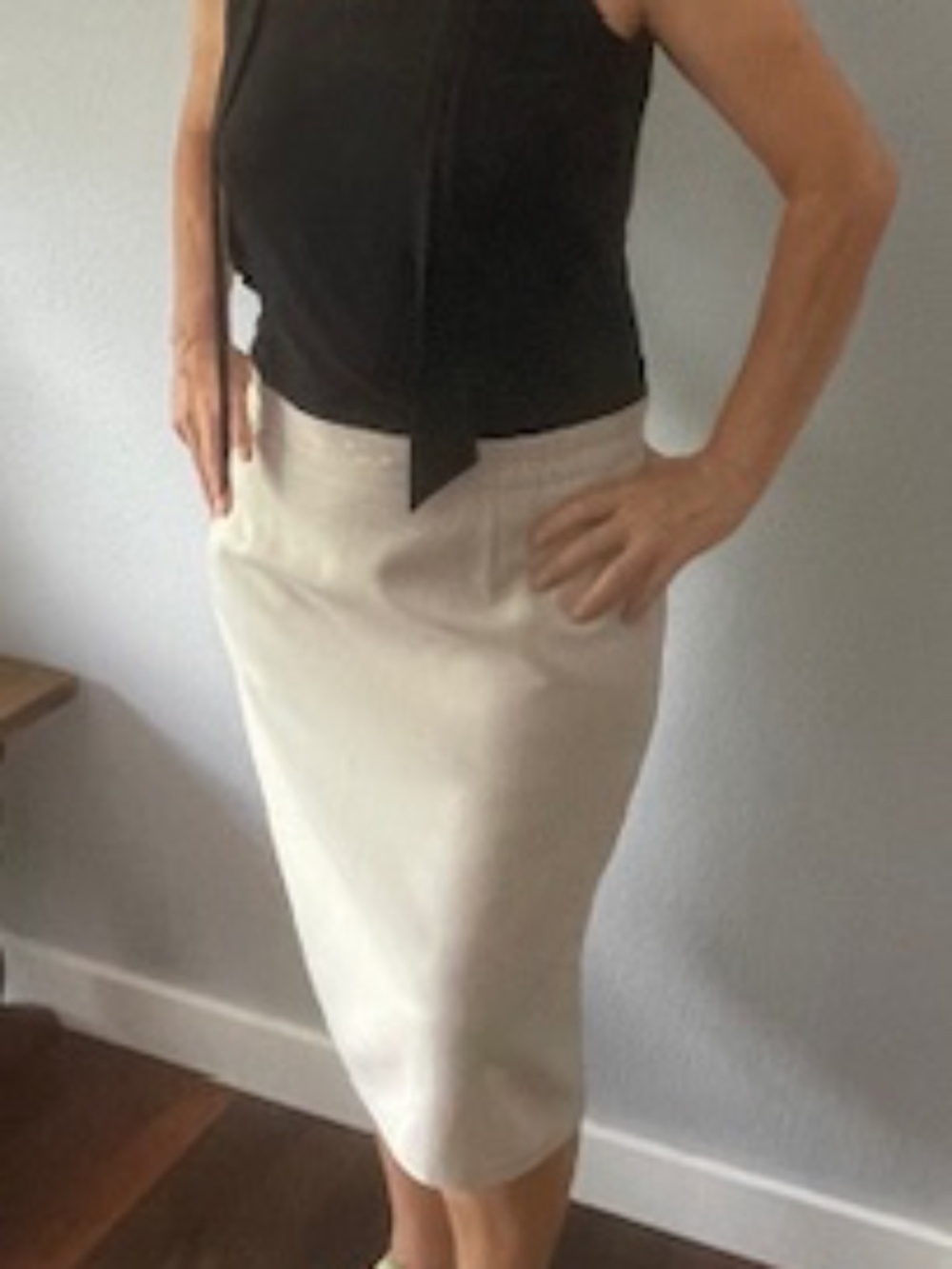 CHICC Beige Pencil Skirt Size EU44 Knee Length Career Office Classic